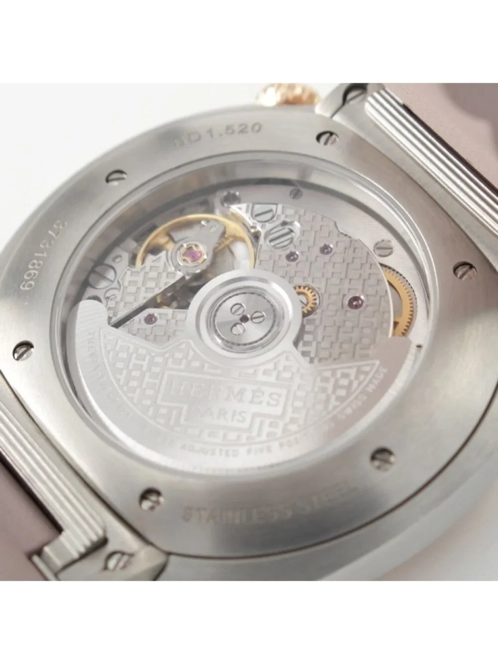 Hermes Cut GM Watch Automatic Winding Silver Dial Pink Gold 36
